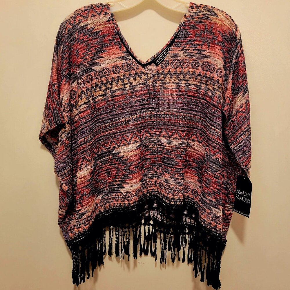 ALMOST FAMOUS Woven Poncho Top